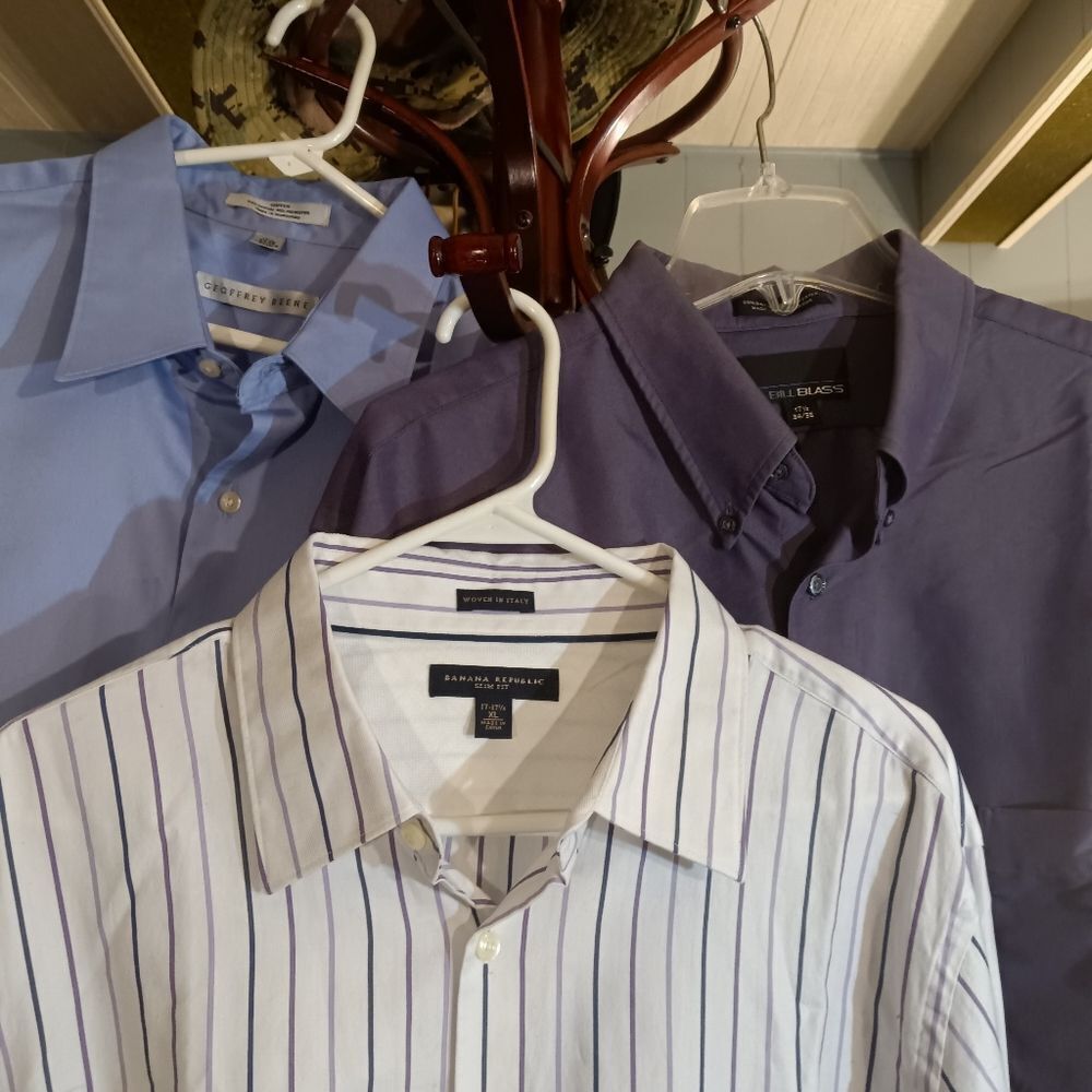 Lot of 3 Vintage Long Sleeve Shirts Bill Blass Banana Republic Geoffrey Beene
